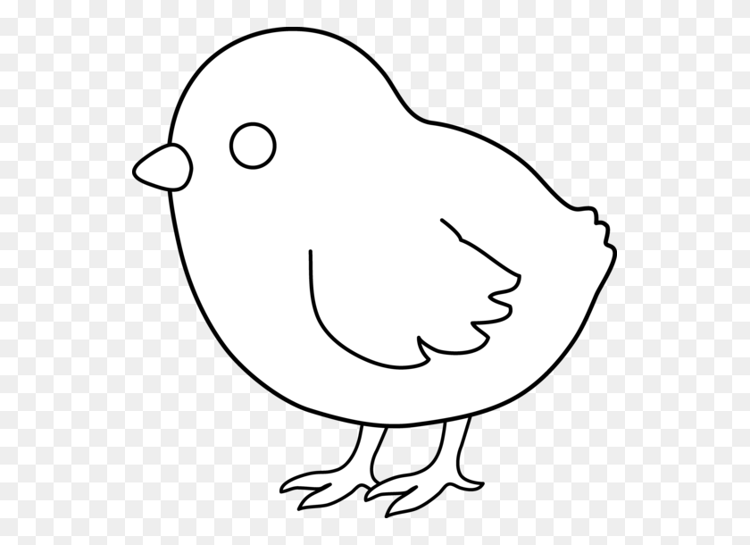 543x550 Милый Цыпленок Черно-Белый Клипарт - Пасхальные Яйца Клипарт Черно-Белый