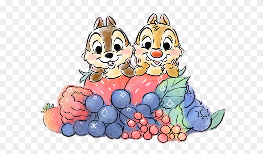 612x434 Cute Chipanddale Chip Dale Strawberry Blueberry Berry - Chip And Dale Clipart