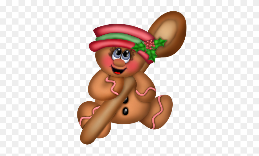 396x448 Cute Christmas Gingerbread Ornament With Spoon Png Clipart - Spoon PNG