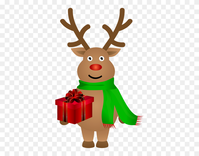 388x600 Cute Christmas Reindeer Png Clip Art - Santa Hat Transparent PNG