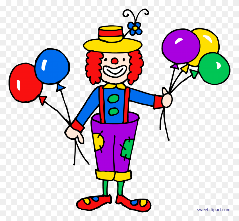 5891x5418 Cute Clown Clipart - Party Time Clipart