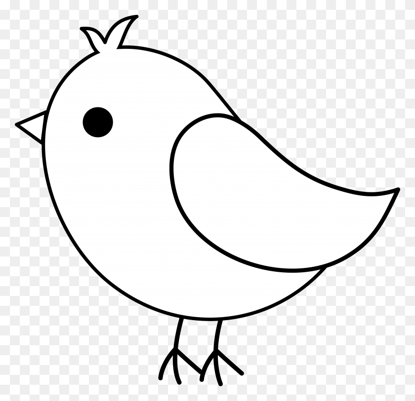 4683x4524 Милая Разноцветная Птичка, Рисунок Свадебной Птицы - Черно-Белый Клипарт Птица