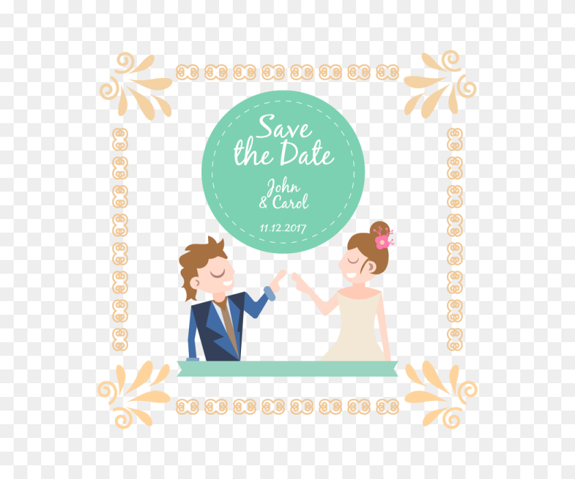 640x640 Cute Couple Wedding Invitation, Wedding, Wedding Invitation Png - Save The Date Clip Art Free