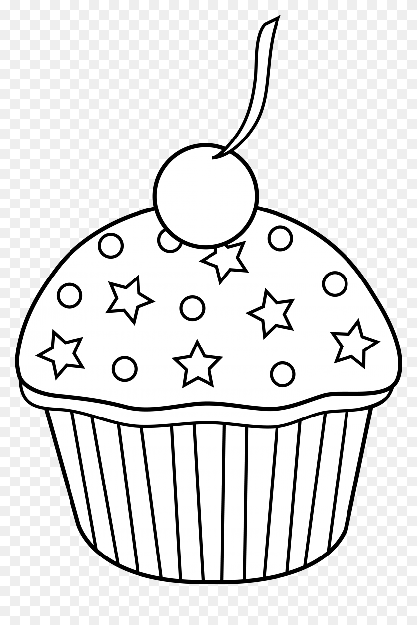 3124x4803 Cute Cupcake Outline To Color In Coloring Book Pages Cupcakes - Muffin Clipart Black And White