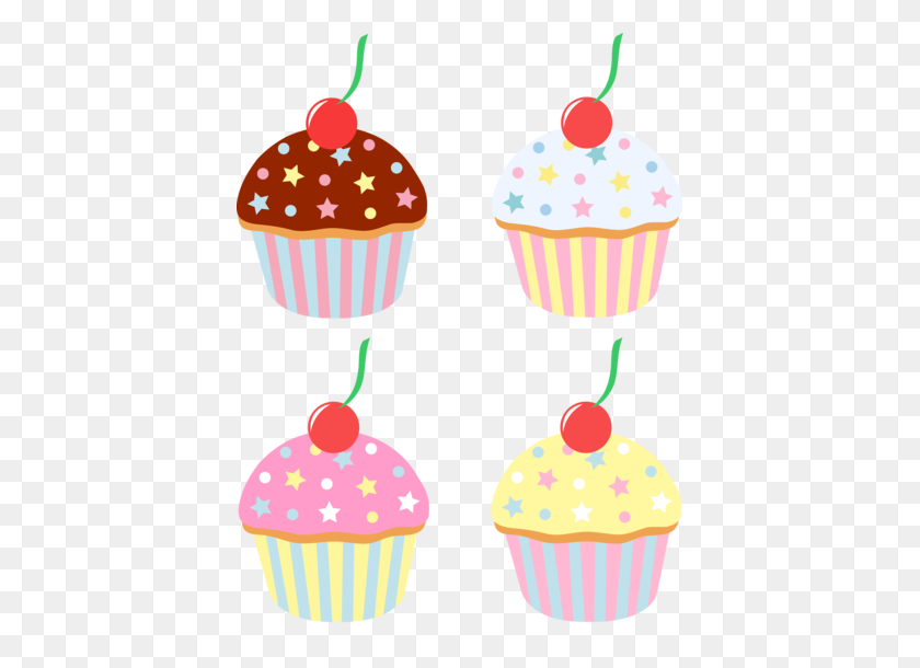407x550 Cute Cupcakes Clipart - Feliz Cumpleaños Cupcake Clipart