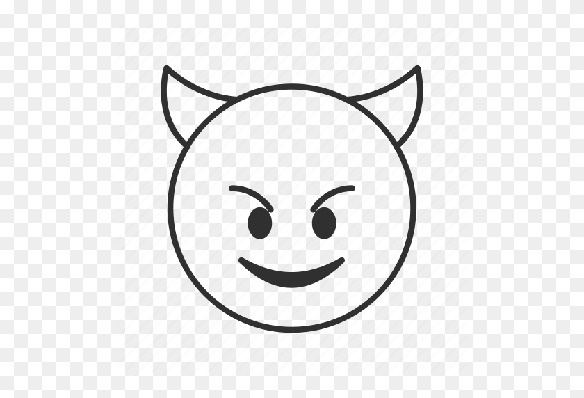 512x512 Cute Devil, Devil, Devil Face, Evil, Horns, Imp, Smiling Devil Icon - Evil Face PNG