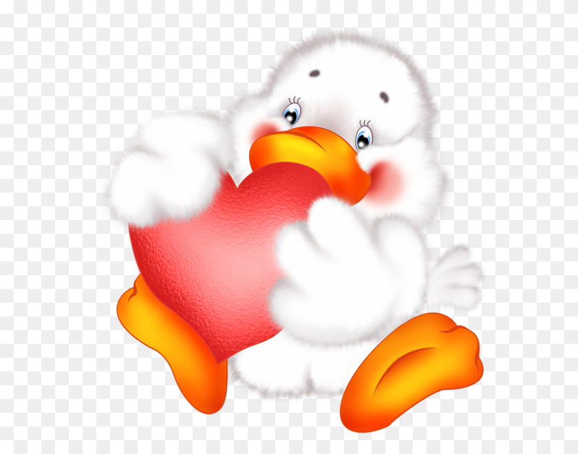 582x600 Cute Duck With Heart Cartoon Free Clipart - Cute Duck Clipart