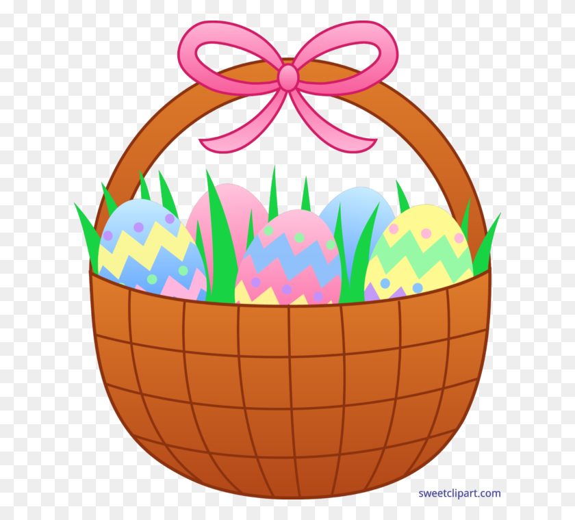 624x700 Cute Easter Basket With Eggs Clip Art - Food Basket Clipart
