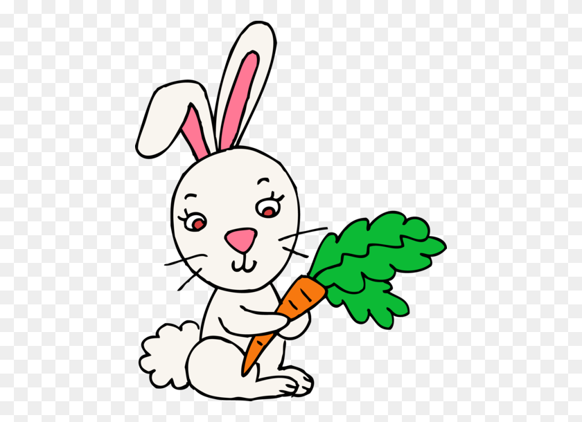 450x550 Милый Пасхальный Кролик С Морковкой - Бесплатный Клипарт Пасхальный Заяц