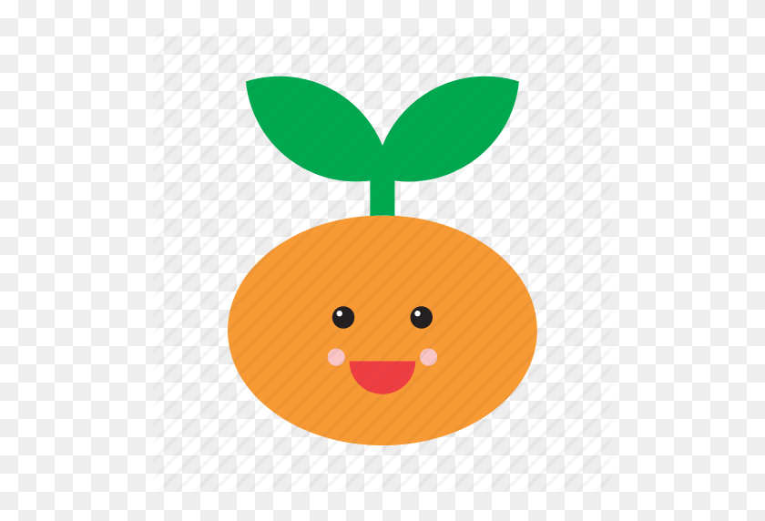 512x512 Lindo, Emoji, Emoticon, Cara, Comida, Fruta, Icono De Mandarina - Clipart De Mandarina