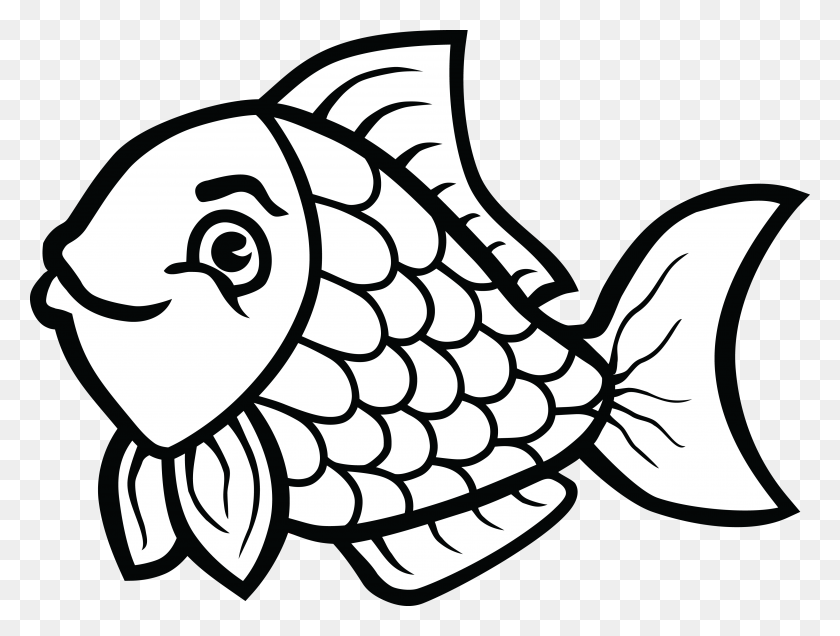 4000x2954 Симпатичные Рыбы Картинки Черно-Белые - Библиотека Клипарт Черно-Белые