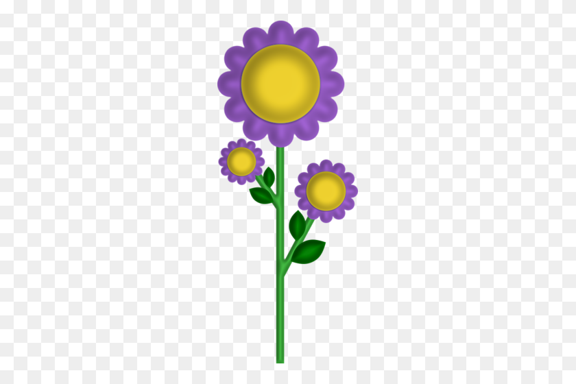 205x500 Cute Flowers Clip Art And Sunflowers - Happy Spring Clipart