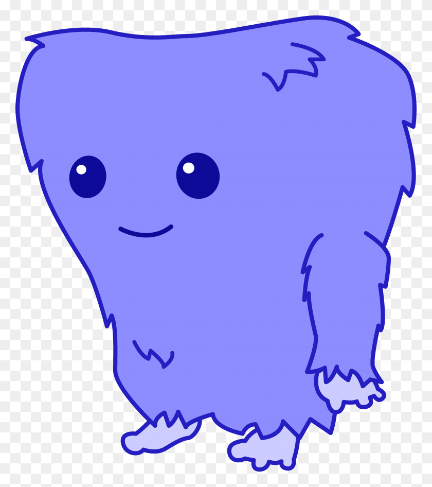 4812x5470 Cute Fuzzy Blue Monster - Creature Clipart