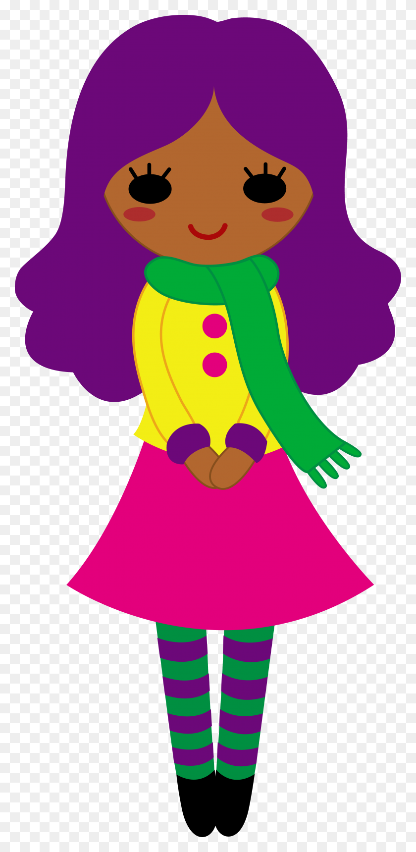 3402x7243 Cute Girl With Purple Hair - Purple Clipart