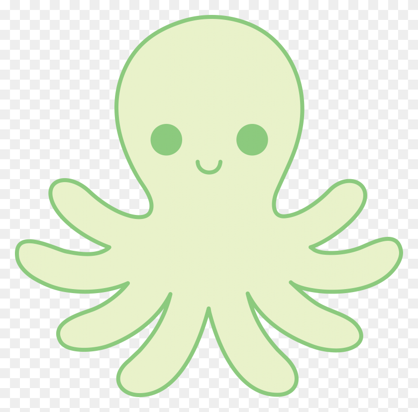5258x5178 Cute Green Octopus - Free Octopus Clipart