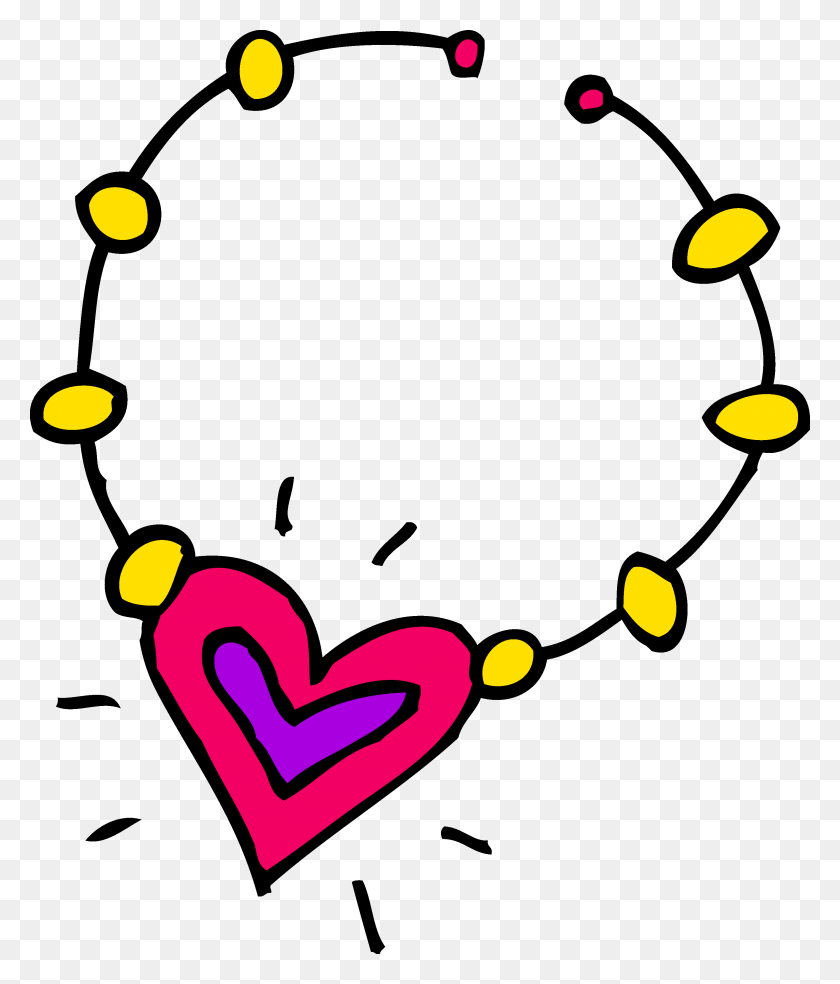 3076x3644 Cute Heart Necklace Clipart - Yellow Heart Clipart