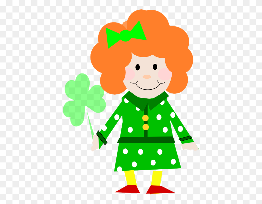 438x593 Cute Irish Girl With Clover Clip Art - Luck Of The Irish Clipart