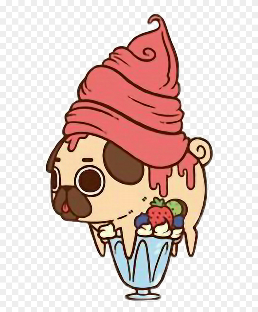564x956 Cute Kawaii Pug Chibi Food Frozen Yogurt Freetoedit - Frozen Yogurt Clipart