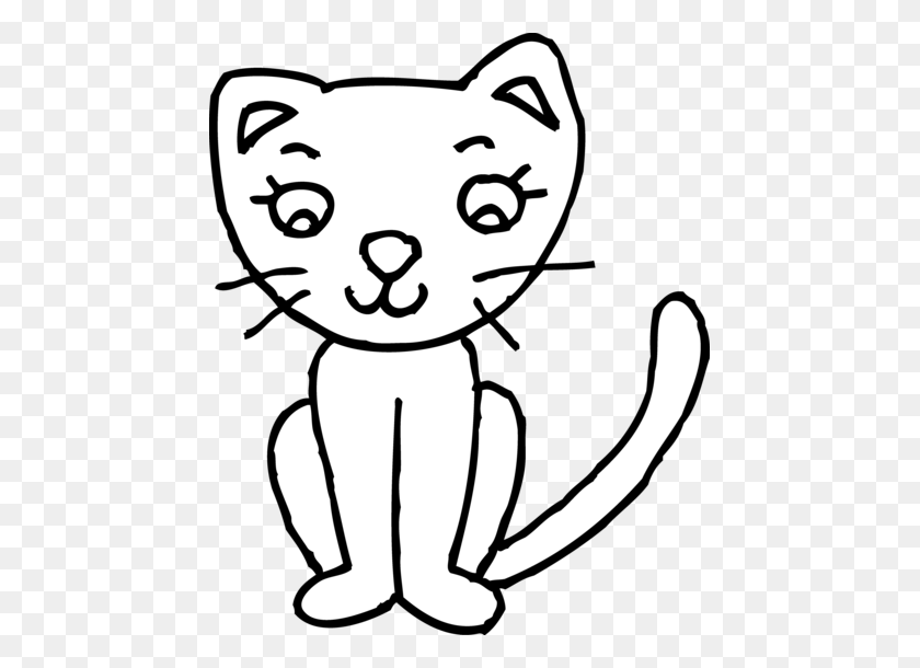 457x550 Cute Kitty Colorable Line Art - Cute Cat Clipart