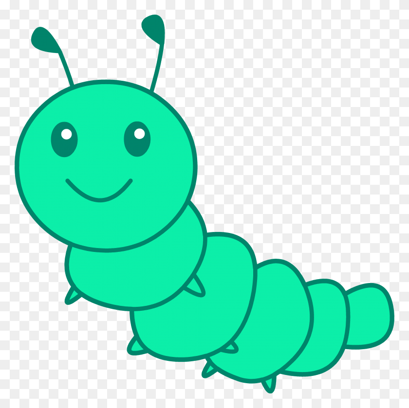 4169x4166 Cute Little Green Caterpillar - Free Insect Clipart