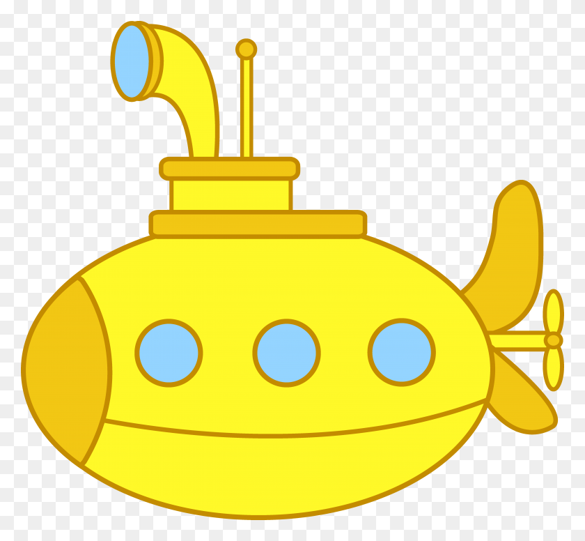 5486x5038 Lindo Pequeño Submarino Amarillo - Periscope Clipart