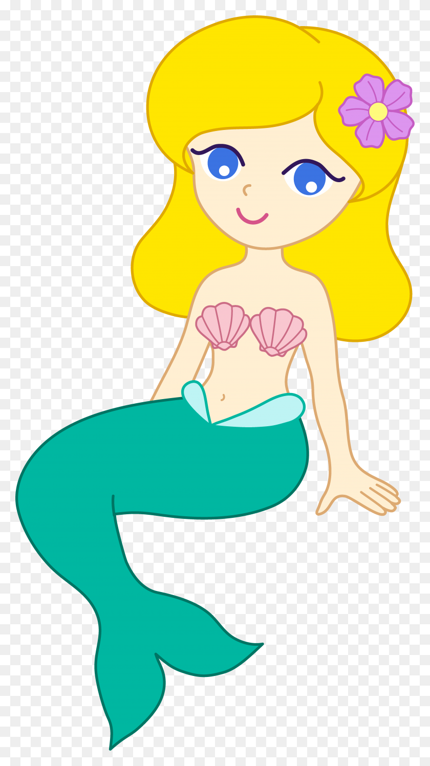 Cute Mermaid With Blonde Hair - Mermaid Clipart