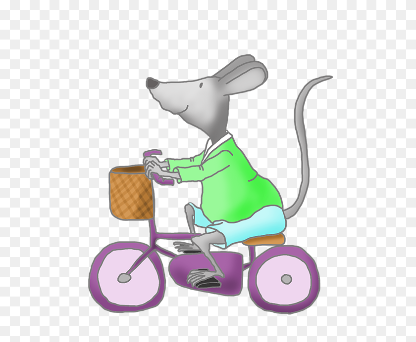 594x632 Cute Mice Clip Art With Bike Images Animaux Clip - Cute Rat Clipart