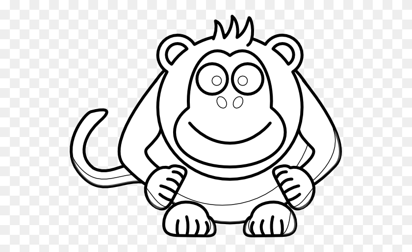 555x455 Cute Monkey Clipart Blanco Y Negro - Swing Clipart Black And White