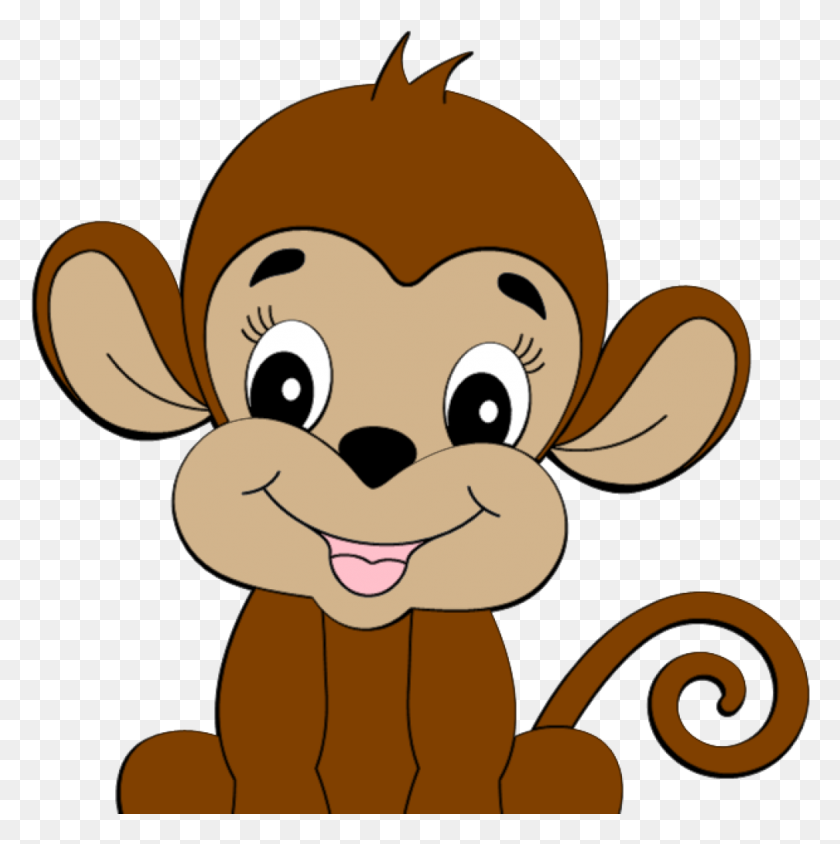 1008x1014 Cute Monkey Clipart Is Credited To Colorful Cliparts - Embroidery PNG