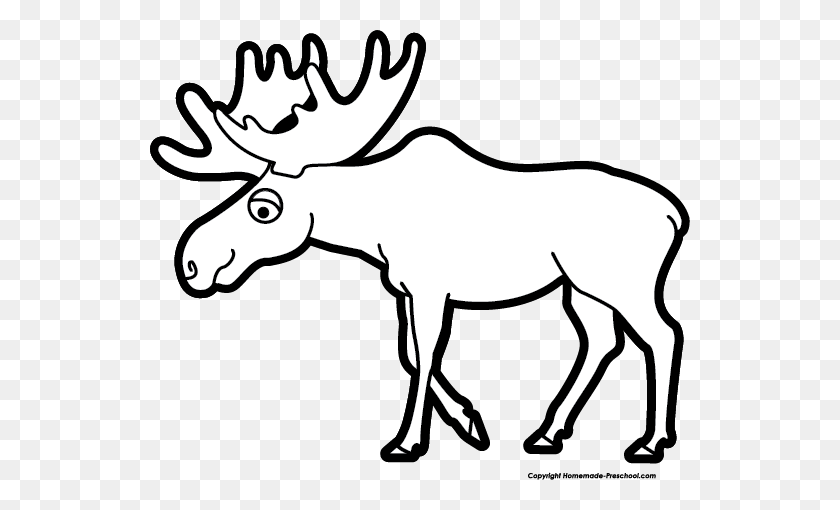 540x450 Cute Moose Clipart Black And White Dfiles - Woodland Deer Clipart