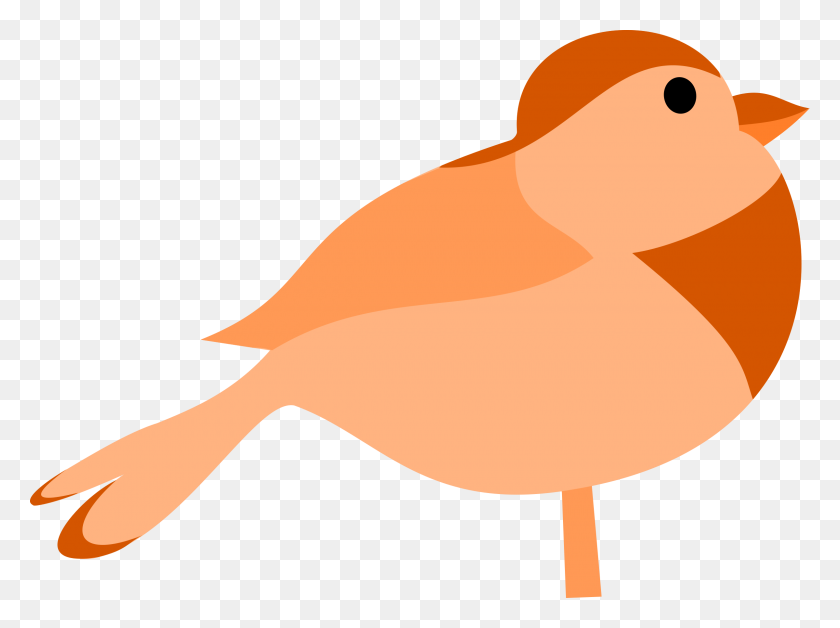 2400x1748 Clipart De Dibujos Animados Lindo Pájaro Naranja - Simple Bird Clipart