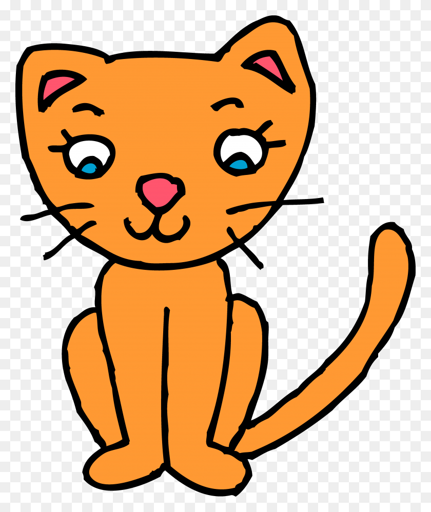 4637x5577 Симпатичный Оранжевый Котенок Кошка Клипарт - Китти Кошка Картинки