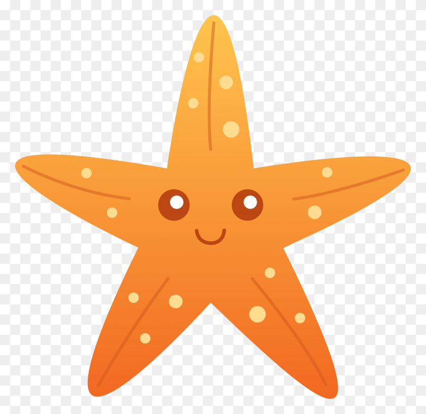 5546x5381 Cute Orange Starfish - Sea Star Clipart