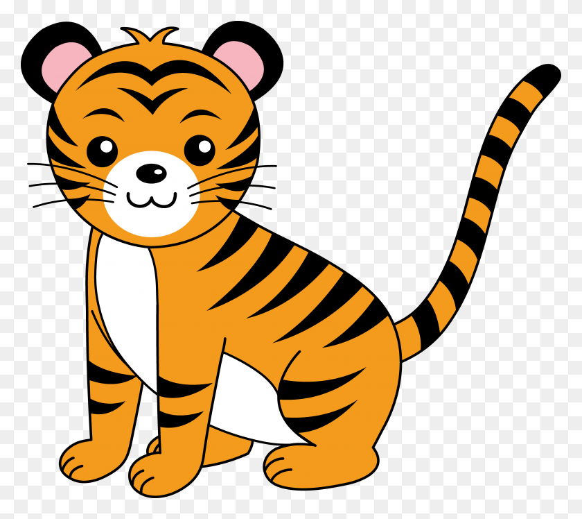 7178x6336 Cute Orange Tiger Cub - References Clipart