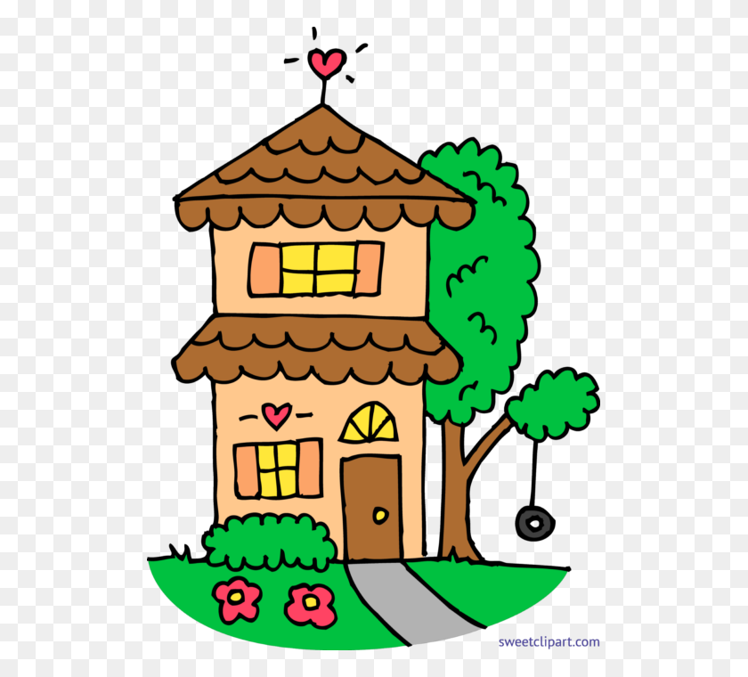 509x700 Cute Orange Two Story House Clip Art - Story Setting Clipart