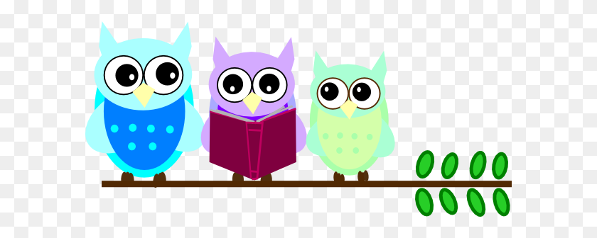 600x276 Cute Owl With Books Public Domwin Clip Art Owl Family Reading - Owl Family Clipart