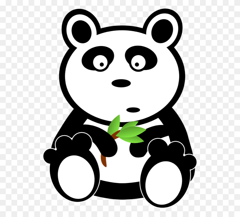 542x700 Милый Медведь Панда Клипарт Анимация - Белый Медведь Клипарт Черно-Белый
