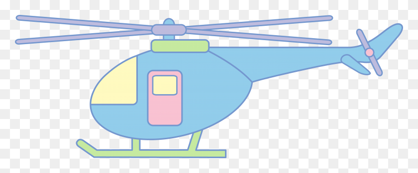 8447x3131 Cute Pastel Helicopter - Helicopter Clipart