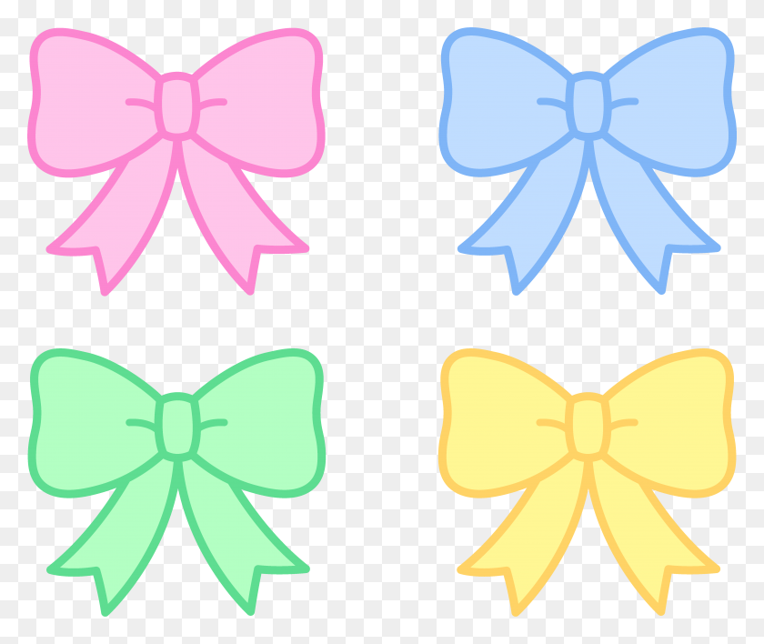 5345x4445 Cute Pastel Holiday Bows - Pink Bow Clip Art
