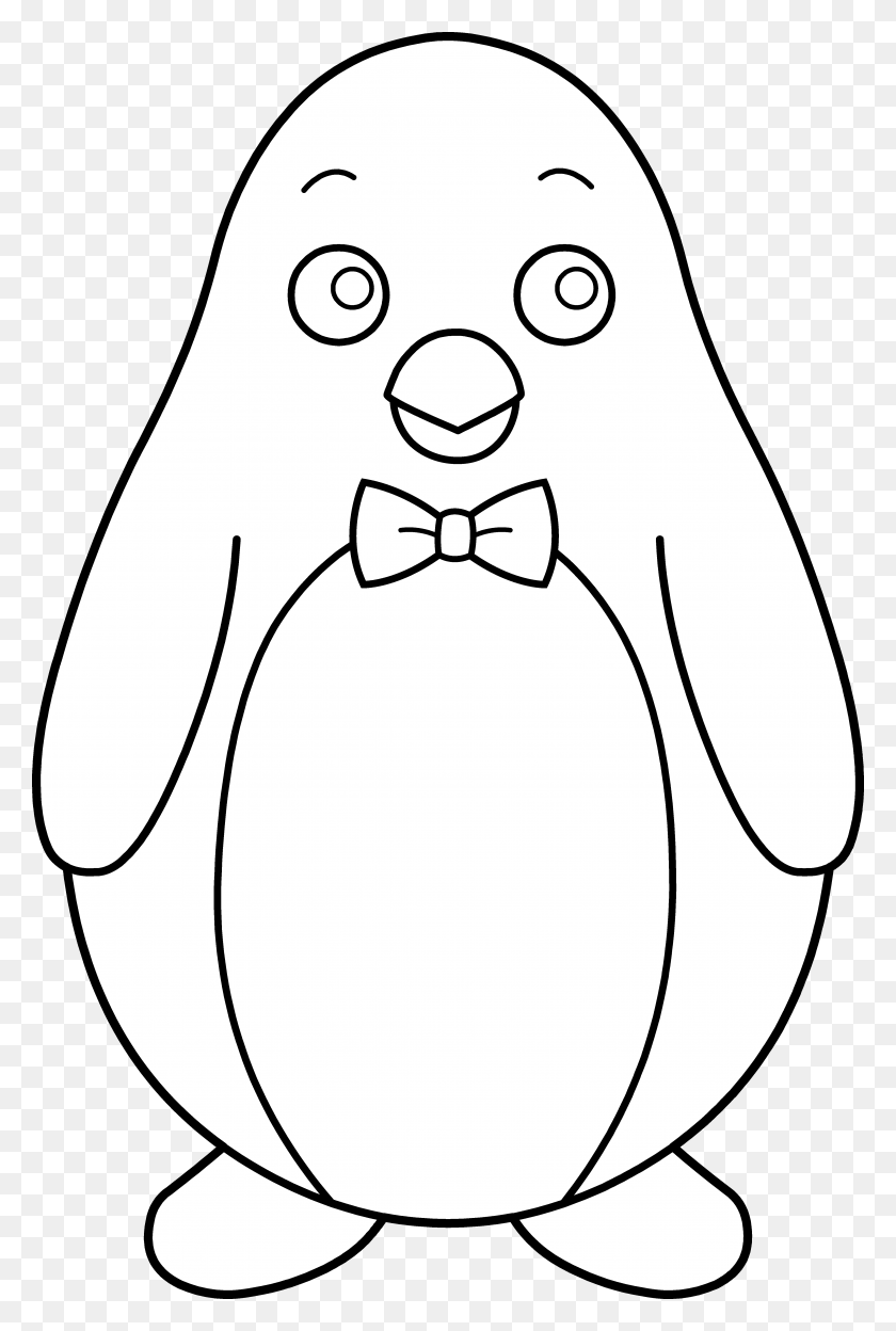 4391x6689 Cute Penguin Clipart Blanco Y Negro - Cute Bow Clipart