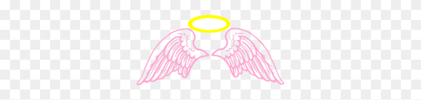 295x141 Cute Pink Angel Wings With Halo Clip Art - Angel Wings And Halo Clipart