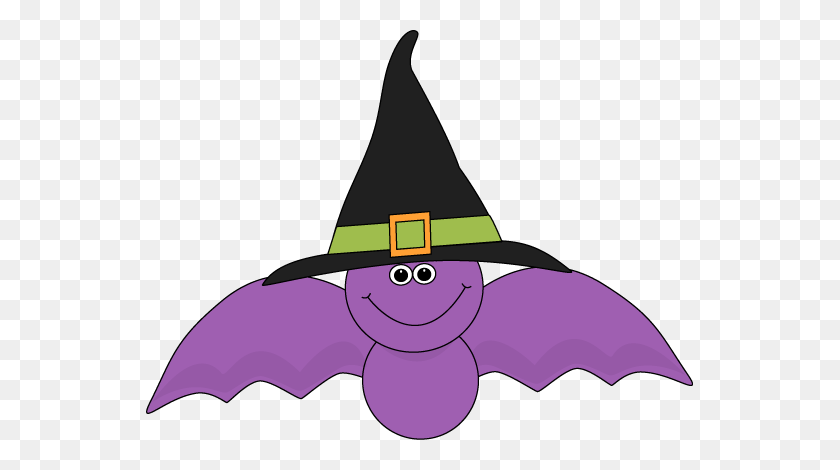 547x410 Cute Purple Bat Wearing A Black Witches Hat Clip Art Clip Art - Witch Hat Clipart Black And White