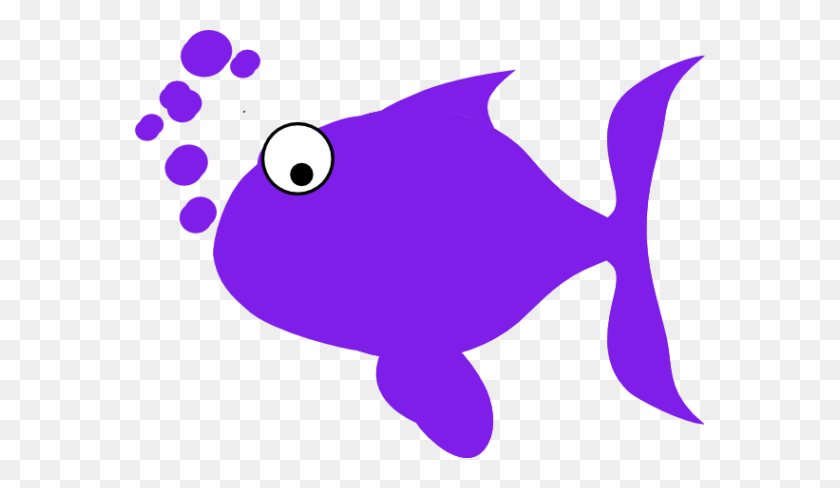 570x428 Симпатичные Фиолетовые Рыбы Клипарт - Рыба С Пузырьками Клипарт
