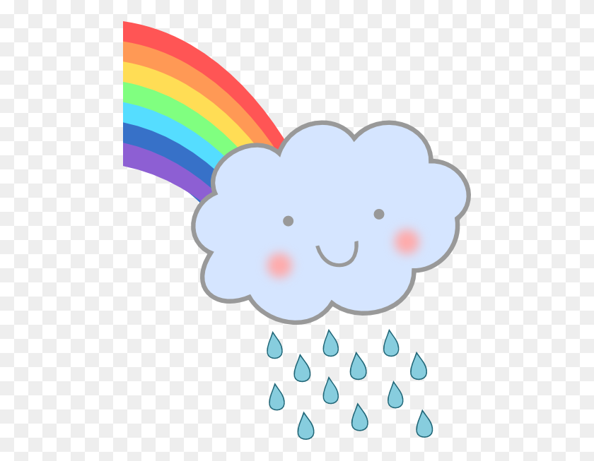 492x593 Cute Rain Cloud With Rainbow Clip Art - Rain Clipart PNG