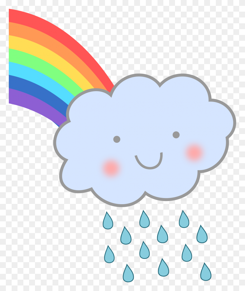 1992x2400 Cute Rain Cloud With Rainbow Icons Png - Rain Cloud PNG