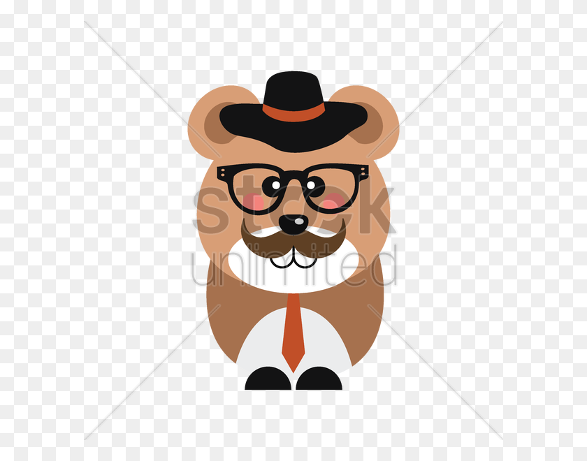 600x600 Cute Rat With Hat And Glasses Vector Image - Omnivore Clipart