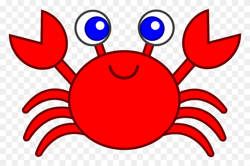 7031x4522 Cute Red Crab Clip Art - Ocean Creatures Clipart
