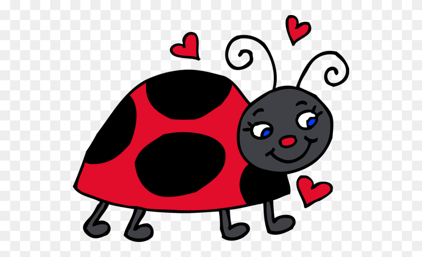 550x452 Cute Red Ladybug With Hearts - Passion Clipart