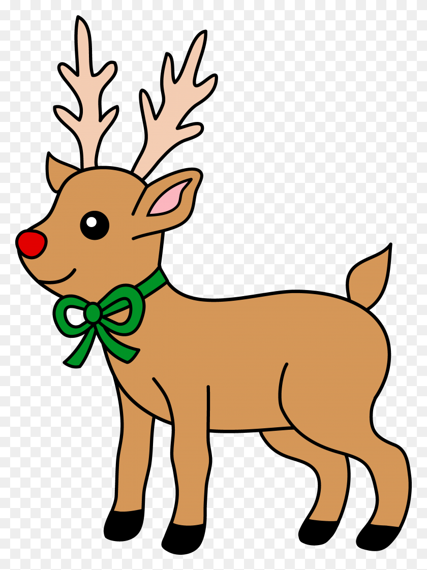 4949x6740 Cute Red Nosed Reindeer Clipart - Red Nose Clipart