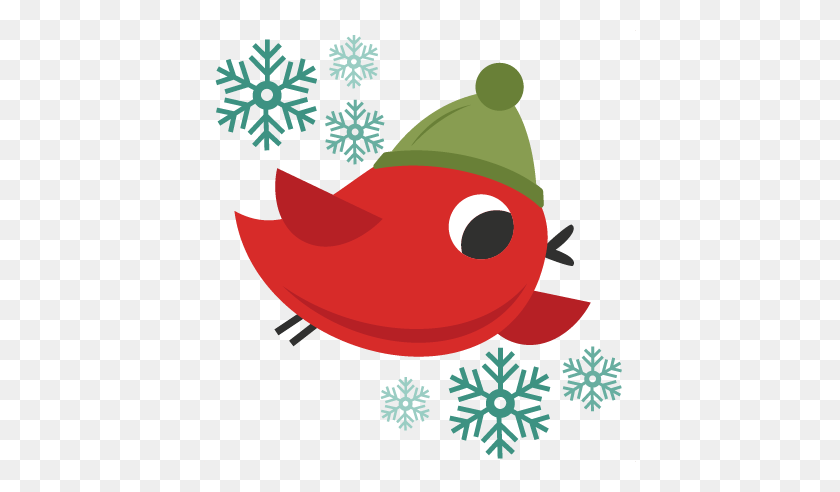432x432 Cute Santa Bird Clipart - Red Bird Clipart